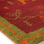 ギャッベ  ペルシャ絨毯 ライオン 赤