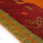 ギャッベ  ペルシャ絨毯 ライオン 赤