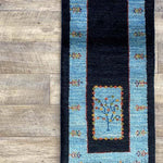 ペルシャ絨毯 ギャッベ ブルー 廊下