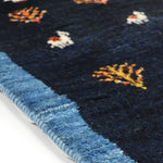 ギャッベ  ペルシャ絨毯 廊下敷き 青