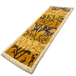 ペルシャ絨毯ギャッベ細長 手織り絨毯 52x152cm 黄色