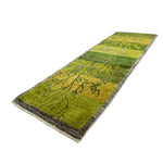 ギャッベ  ペルシャ絨毯 廊下敷き 黄緑