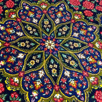 ペルシャ絨毯 クム産 アハマディ工房 約50cm x 70cm シルク 薔薇