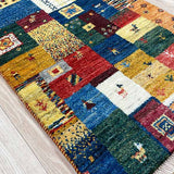 手織りペルシャ絨毯 ギャッベ カラフル 50x80cm