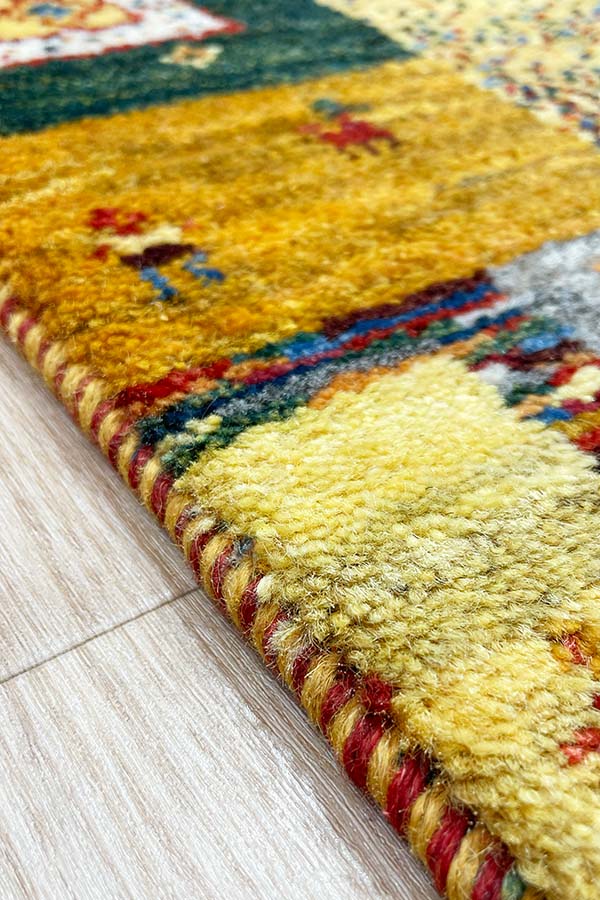 手織りペルシャ絨毯 ギャッベ カラフル 50x80cm