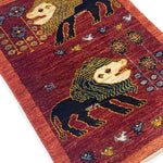 ペルシャ絨毯 ライオンラグ ギャッベ 赤 レッド