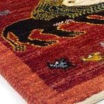 ペルシャ絨毯 ライオンラグ ギャッベ 赤 レッド