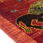 ペルシャ絨毯 ライオンラグ ギャッベ 赤 レッド