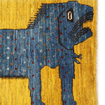 ペルシャ絨毯 ギャッベ ライオン 65x90cm 玄関マット 黄色 イエロー