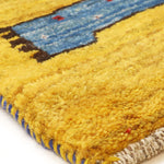 ペルシャ絨毯 ギャッベ ライオン 65x90cm 玄関マット 黄色 イエロー