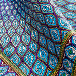 ペルシャ絨毯 クム産 シルク 玄関マット 青