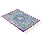 ペルシャ絨毯 クム産 シルク 玄関マット 青