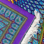 ペルシャ絨毯 クム産 シルク 玄関マット 青