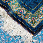 ペルシャ絨毯 クム シルク 玄関マット 水色 (ブルー)