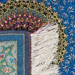 ペルシャ絨毯 クム シルク 玄関マット 水色 (ブルー)