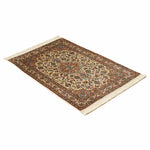 カシミールシルク絨毯 - 温かく落ち着いたヴィンテージデザイン