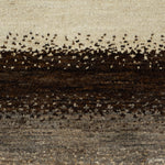ペルシャギャッベ ブラウン系マルチボーダー柄 - 約197cm x 203cm