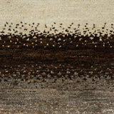 ペルシャギャッベ ブラウン系マルチボーダー柄 - 約197cm x 203cm