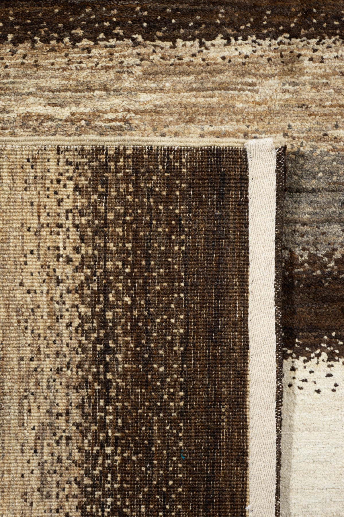 ペルシャギャッベ ブラウン系マルチボーダー柄 - 約197cm x 203cm