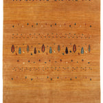 ペルシャギャッベ マンダリンオレンジ 木々と動物- 約173 x 249cm