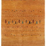 ペルシャギャッベ マンダリンオレンジ 木々と動物- 約173 x 249cm