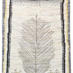 ペルシャ絨毯 ギャッベ 60x93cm 玄関マット 白 ナチュラル 生命の樹