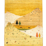 手織りペルシャ絨毯 ギャッベ ファイン 56x95cm 黄色