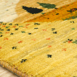 手織りペルシャ絨毯 ギャッベ ファイン 56x95cm 黄色
