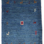 ペルシャ絨毯 ギャッベ 玄関マット ブルー 青