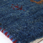 ペルシャ絨毯 ギャッベ 玄関マット ブルー 青