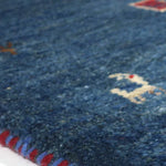 ペルシャ絨毯 ギャッベ 玄関マット ブルー 青