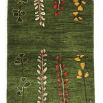 ペルシャ絨毯 ギャッベ 玄関マット 52x81cm 緑 グリーン