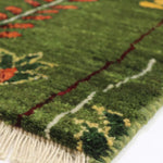 ペルシャ絨毯 ギャッベ 玄関マット 52x81cm 緑 グリーン