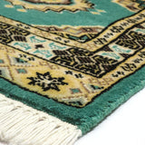 手織りパキスタン絨毯 47x78cm グリーン 玄関マット