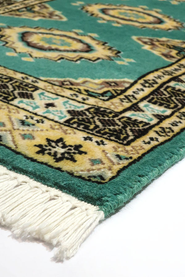 手織りパキスタン絨毯 47x78cm グリーン 玄関マット