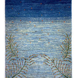 ペルシャ絨毯 ギャッベ ファイン 50x80cm 玄関マット 青 ブルー 海 手織り ラグ