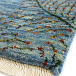 ペルシャ絨毯 ギャッベ ファイン 50x80cm 玄関マット 青 ブルー 海 手織り ラグ