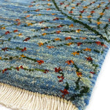 ペルシャ絨毯 ギャッベ ファイン 50x80cm 玄関マット 青 ブルー 海 手織り ラグ
