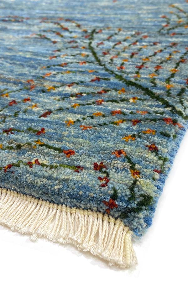 ペルシャ絨毯 ギャッベ カシュクリ 50x80cm 玄関マット 青 ブルー 海 手織り ラグ