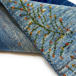 ペルシャ絨毯 ギャッベ ファイン 50x80cm 玄関マット 青 ブルー 海 手織り ラグ