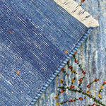 ペルシャ絨毯 ギャッベ ファイン 50x80cm 玄関マット 青 ブルー 海 手織り ラグ