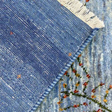 ペルシャ絨毯 ギャッベ ファイン 50x80cm 玄関マット 青 ブルー 海 手織り ラグ