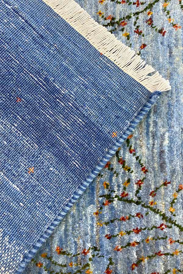 ペルシャ絨毯 ギャッベ カシュクリ 50x80cm 玄関マット 青 ブルー 海 手織り ラグ