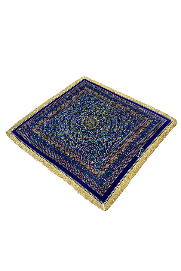 ムサヴィ工房 ペルシャ絨毯(85x85cm)シルク 正方形 青【絨毯専門店】