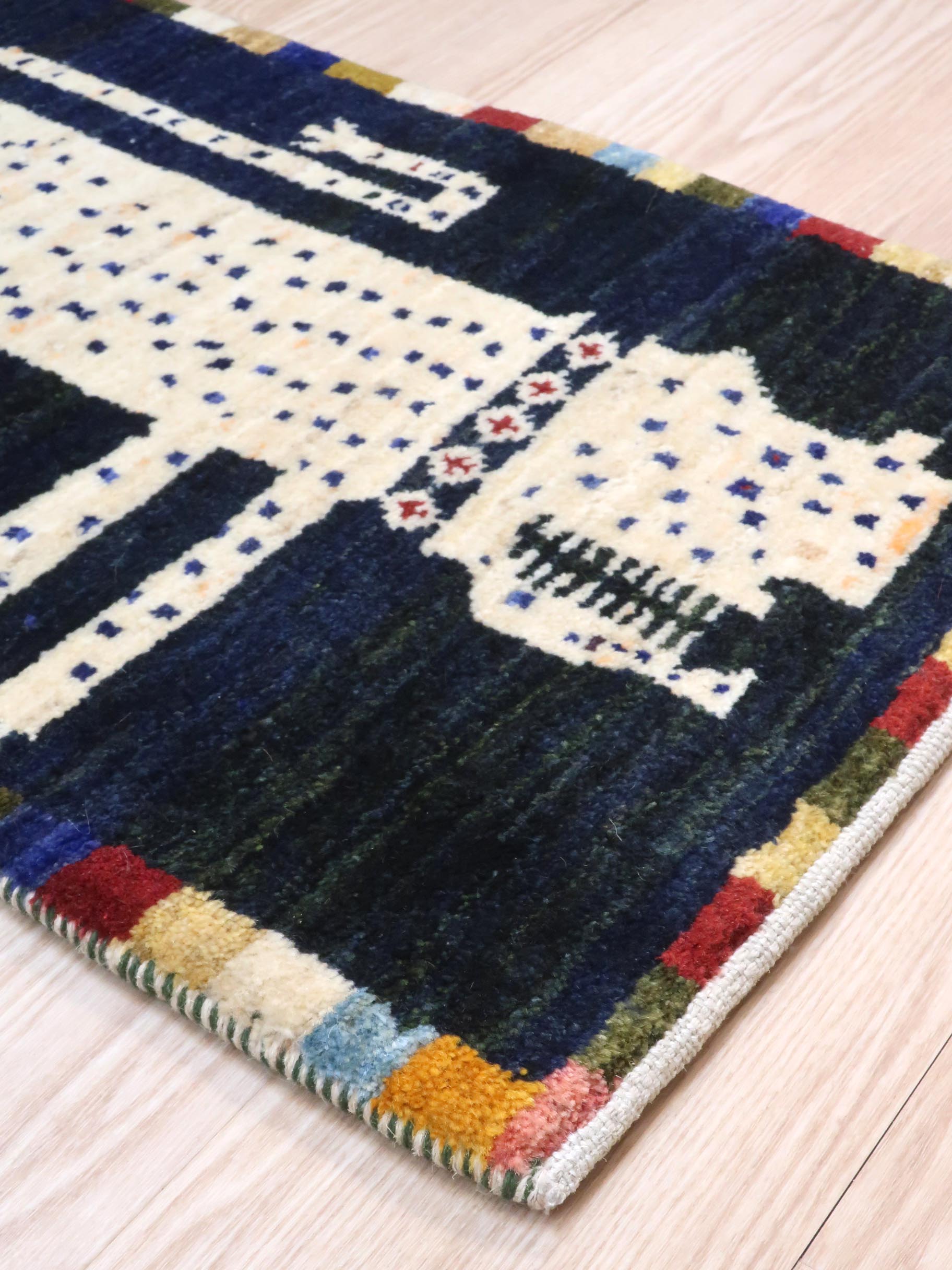 ペルシャ絨毯 ギャッベ カシュクリ 約49cm x 75cm