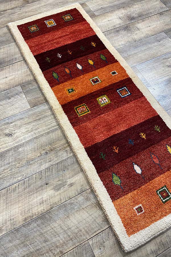 ペルシャ絨毯 ギャッベ 細長 51x145cm 手織り絨毯