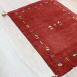 ペルシャ絨毯 ギャッベ 玄関マット 赤 レッド