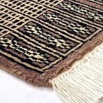 アフガンラグ 手織り絨毯 アフガニスタン 玄関マット 茶色 ブラウン