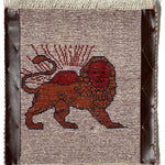 ライオンラグ 39x40 手織り ペルシャ絨毯 座布団 ギャッベ