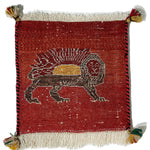 ギャッベ ライオン ペルシャ絨毯 赤